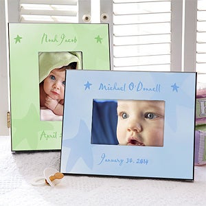 Personalized Picture Frame for Babies - Watercolor Art Stars Design - 3496