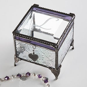 Personalized Vintage Glass Trinket Box With Initial - 3518