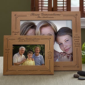 Personalized Wood Photo Frame - Generations of Family - 3564
