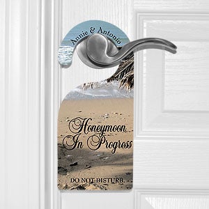 Personalized Door Hanger - Honeymoon In Progress Design - 3567