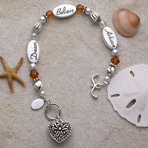 Monogrammed Silver Bracelet - Dream Believe and Achieve - 3704