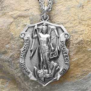 Personalized St. Michael Law Enforcement Badge Pendant