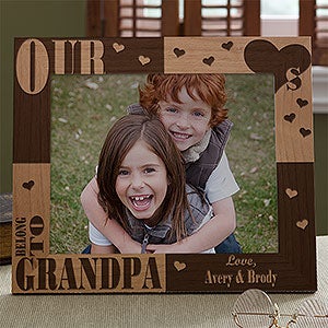 Personalized Engraved Wood Photo Frames - Our Hearts Belong to Him - 3783
