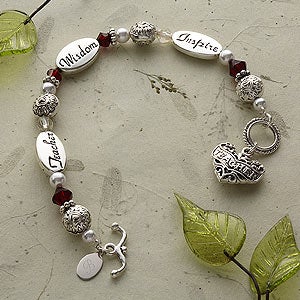 Personalized Teacher Gift - Silver Monogram Bracelet - 3794