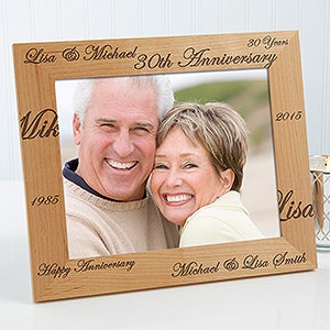 Engraved Wood Anniversary Picture Frame - Forever and Always Design - 3818