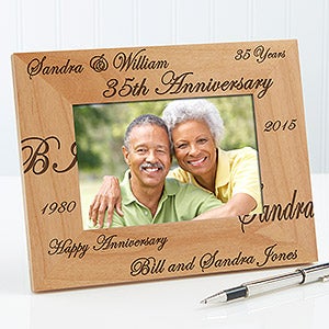 Engraved Wood Anniversary Picture Frame - Forever and Always Design - 3818