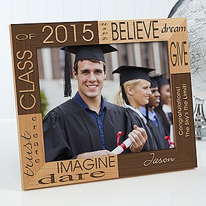Engraved Graduation Wooden Picture Frame - Hope Dream and Believe - 4000