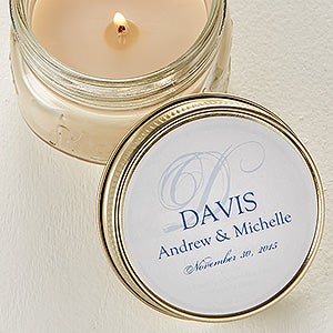 Personalized Candle Tin Favors - Elegant Script Monogram - 4002