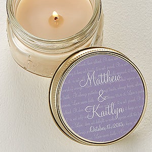Personalized Candle Tin Wedding Favors - Love Is Patient Design - 4004