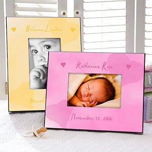 Personalized Baby Picture Frame - Watercolor Art Heart Design - 4038