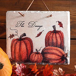 Personalized Autumn Pumpkin Slate Wall Plaque - 4159