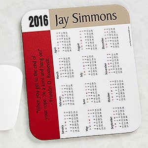 Personalized Calendar Grey Border Mouse Pad with Custom Quote - 4231