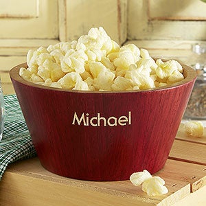 Hardwood Personalized Popcorn Bowl Set - 4242