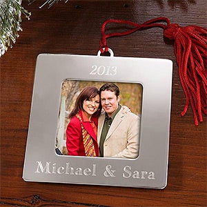 Personalized Silver Picture Frame Christmas Ornaments - 4276