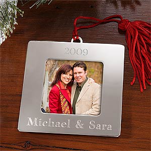 Personalized Silver Picture Frame Christmas Ornaments - 4276