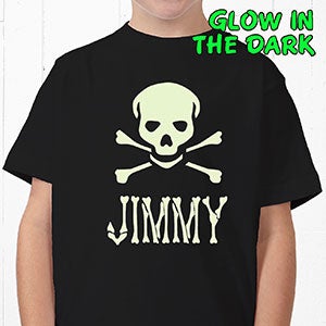Personalized Glow In The Dark Skull and Crossbones Shirts - 4283