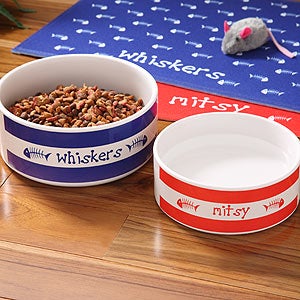Personalized Ceramic Pet Bowls - Kitty Kitchen - 4299