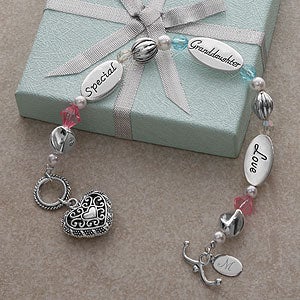 Engraved Sterling Silver Granddaughter Charm Bracelet - 4318