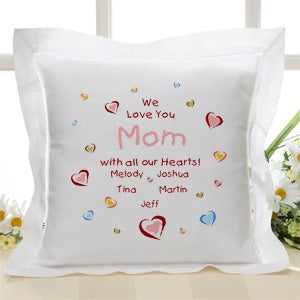 Personalized Linen Throw Pillow for Mom - All Our Hearts - 4322