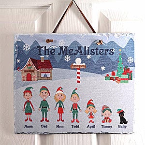 Personalized Christmas Family Characters Slate Plaque - 4417