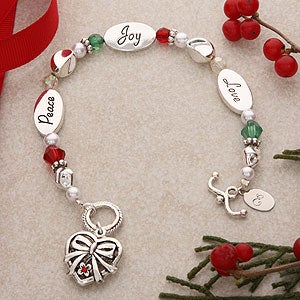 Peace, Joy, Love Silver Monogram Bracelet