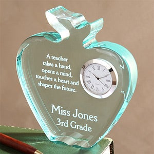 Personalized Teachers Acrylic Apple Clock - 4458
