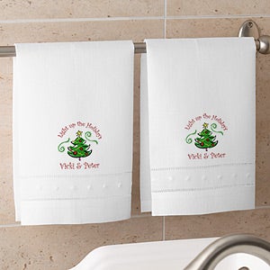 Personalized Seasons Greetings Linen Guest Towel Set - 4460