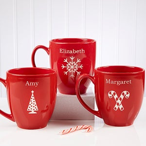 Red Personalized Holiday Mugs with Hot Cocoa - 4499