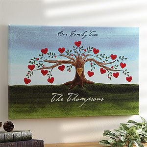 Personalized Family Tree Watercolor Canvas Art - 4545