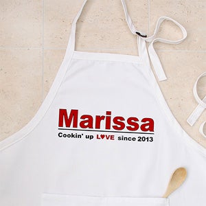 Personalized Apron and Potholder Set - Cooking Up Love Design - 4564