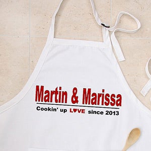 Personalized Apron and Potholder Set - Cooking Up Love Design - 4564