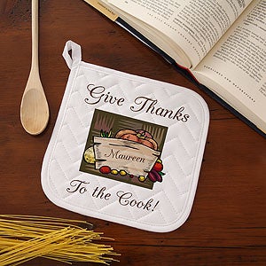Thanks To The Cook Personalized Apron and Potholder Set - 4594