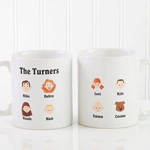 Personalized Illustrated Family Character Coffee Mug - 4598