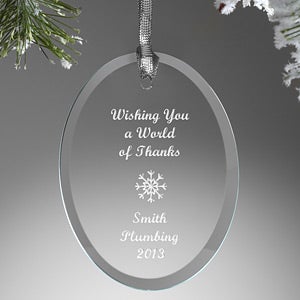 Personalized Corporate Christmas Ornaments - Glass Oval - 4632