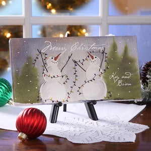 Personalized Snow Couple Table Canvas Art - 4674