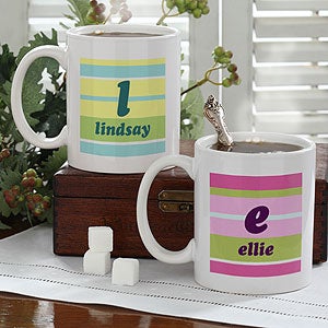 Personalized Coffee Mugs - Crazy for Stripes Monogram Design - 4711