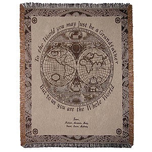 Personalized Afghan - You Mean The World Embroidered Design - 4722D