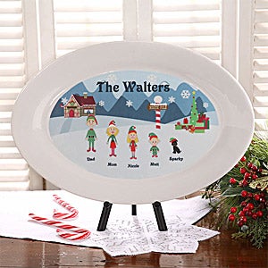 Personalized Christmas Family Characters Personalized Platter - 4743