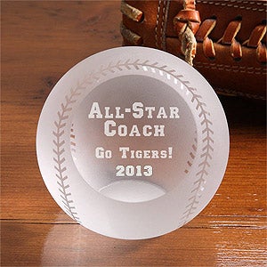 Personalized All Star Engraved Crystal Baseball  - 4781
