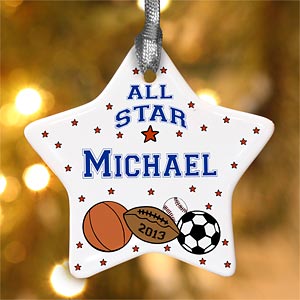 Personalized Sports Christmas Ornament for Boys - 4855