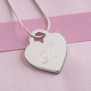 Personalized Sterling Silver Ladies Heart Necklace - Initial