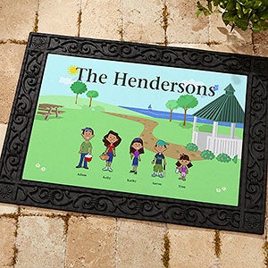 Personalized Doormat - Illustrated Spring Family Characters - 4961