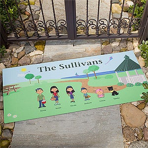 Personalized Doormat - Illustrated Spring Family Characters - 4961