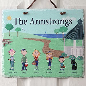 Illustrated Spring Family Character Personalized Wall Plaque - 4962