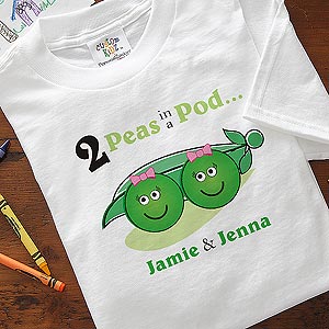 Personalized Twins Kids and Baby Clothes - 2 Peas In A Pod - 5101