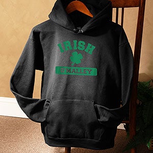 Personalized Irish Shamrock Black Hooded Sweatshirt - 5138