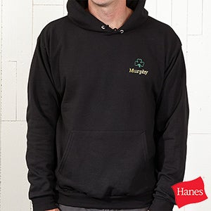 Embroidered Irish Shamrock Black Hooded Sweatshirt - 5154