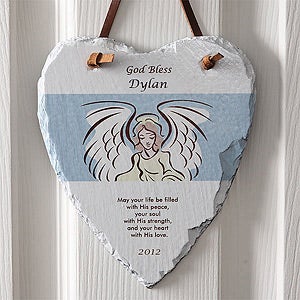 Personalized Heart Slate - Angel Blessings First Communion Gift - 5255