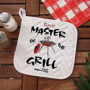 Master of the Grill Personalized Apron & Potholder Set - 5428
