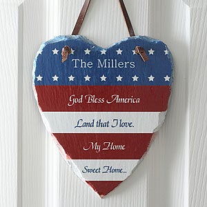 Americana� Personalized Heart Slate Plaque
